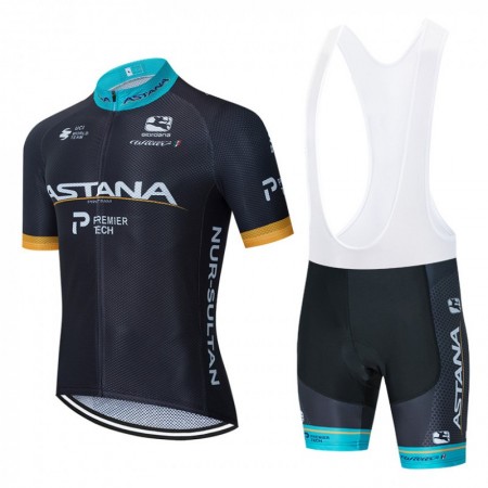 Conjunto Maillot + Culotte Corto con tirantes 2020 Astana Pro Team N002